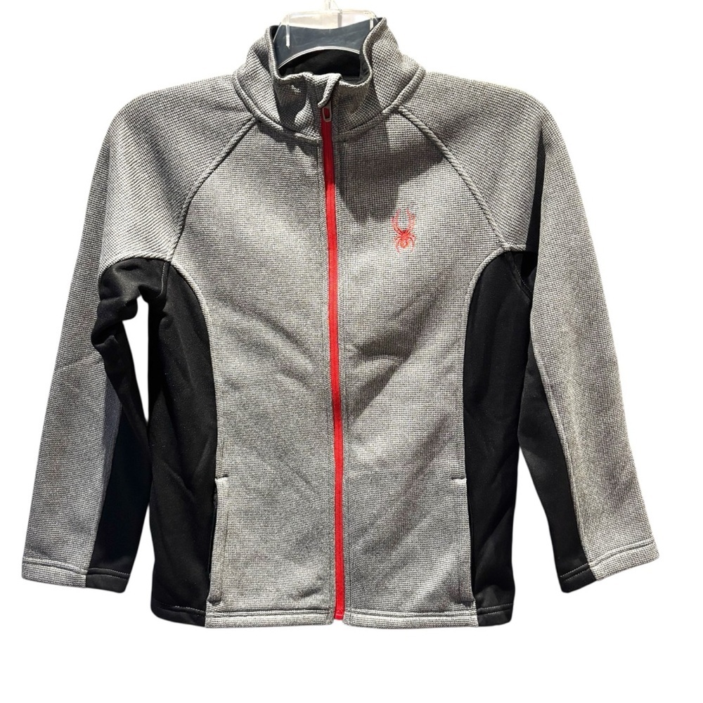 NWOT Spyder Athletic Fit Full Zip Ski Snow Jacket Gray Black Red Zipper SZ L